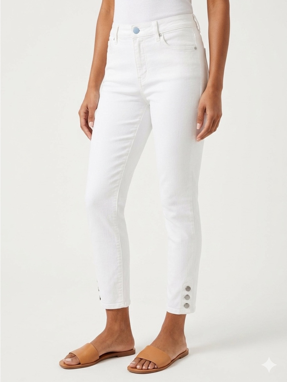 ANN TAYLOR LOFT White Stretch Denim Ankle Pants Curvy Skinny Slim Size 8 $89 EUC